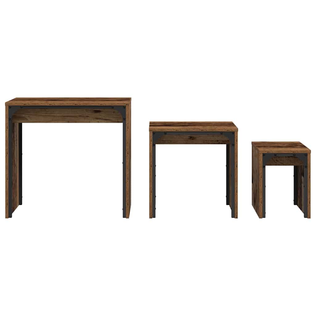 Salontafel 3 pcs Oudhout Bewerkt hout is nu te koop bij PeponiXL, paradijselijk wonen!