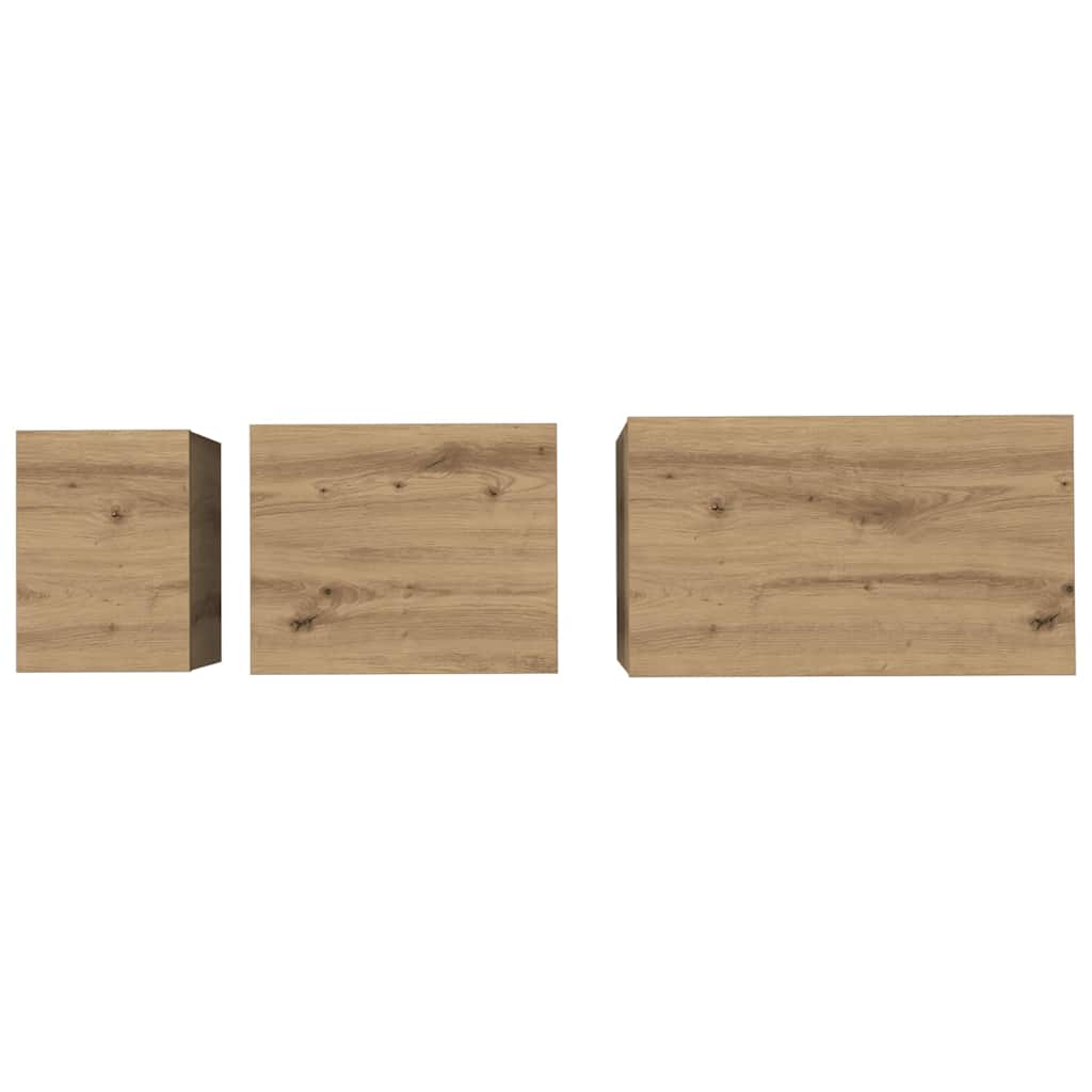 Salontafel 3 pcs Artisan Eiken Bewerkt hout is nu te koop bij PeponiXL, paradijselijk wonen!