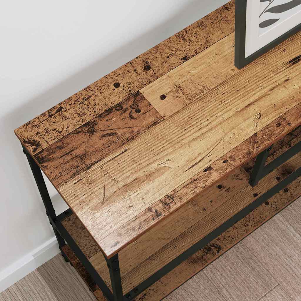 Wandtafel met plank Oudhout 100 x 30 x 75 cm Bewerkt hout is nu te koop bij PeponiXL, paradijselijk wonen!