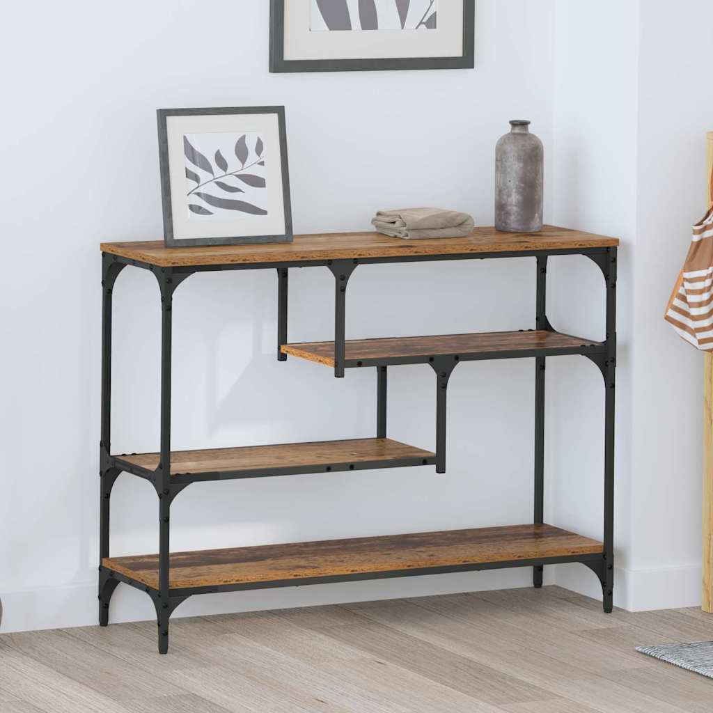 Wandtafel met plank Oudhout 100 x 30 x 75 cm Bewerkt hout is nu te koop bij PeponiXL, paradijselijk wonen!
