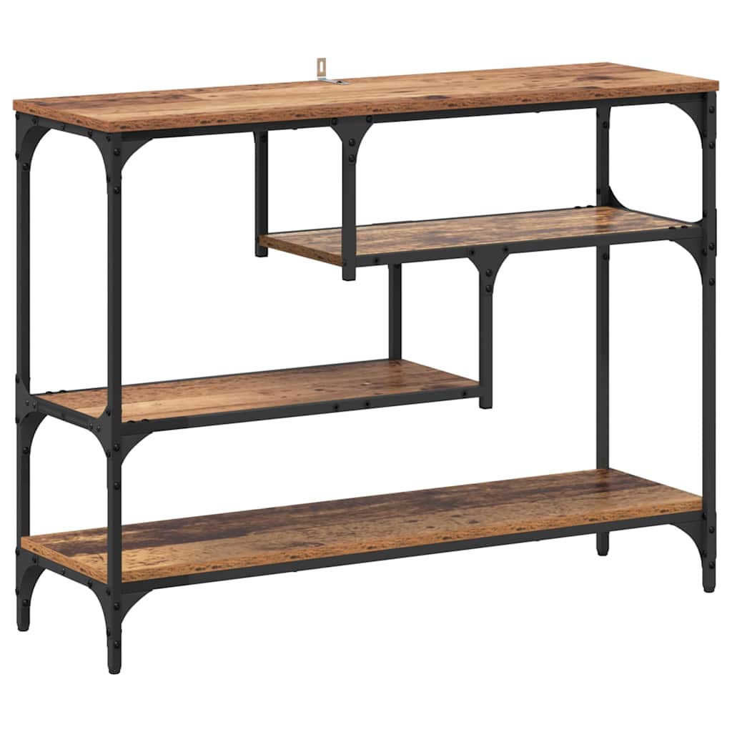 Wandtafel met plank Oudhout 100 x 30 x 75 cm Bewerkt hout is nu te koop bij PeponiXL, paradijselijk wonen!