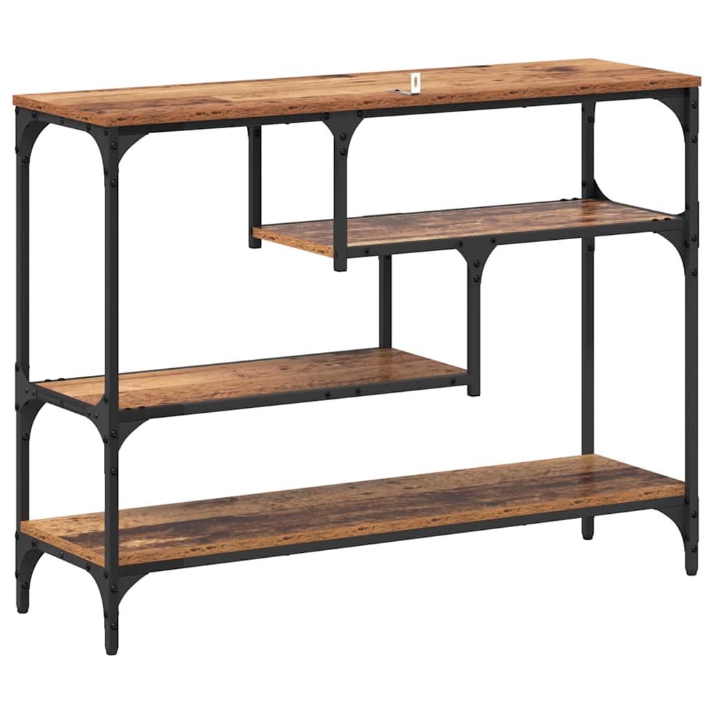 Wandtafel met plank Oudhout 100 x 30 x 75 cm Bewerkt hout is nu te koop bij PeponiXL, paradijselijk wonen!
