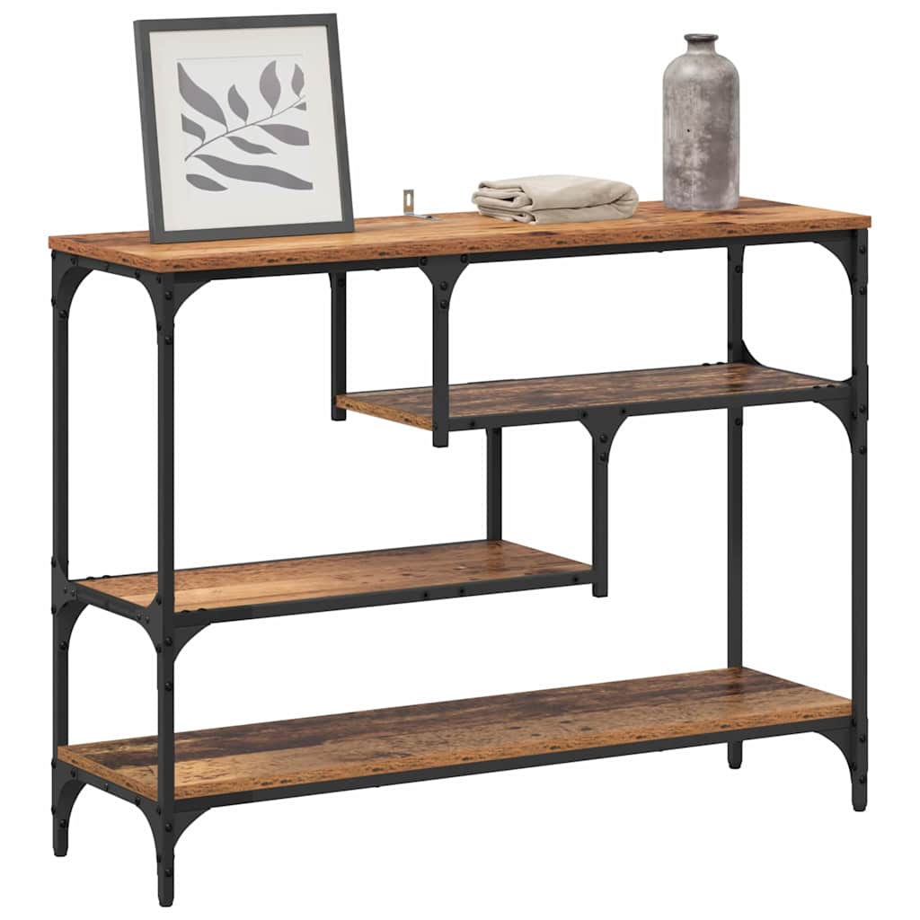 Wandtafel met plank Oudhout 100 x 30 x 75 cm Bewerkt hout is nu te koop bij PeponiXL, paradijselijk wonen!