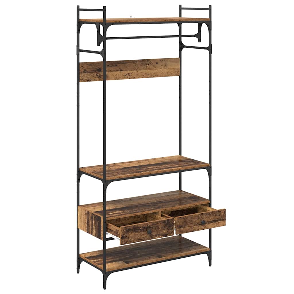 Kledingkast met lade Oud hout 89 x 39 x 184.5 cm Bewerkt hout is nu te koop bij PeponiXL, paradijselijk wonen!