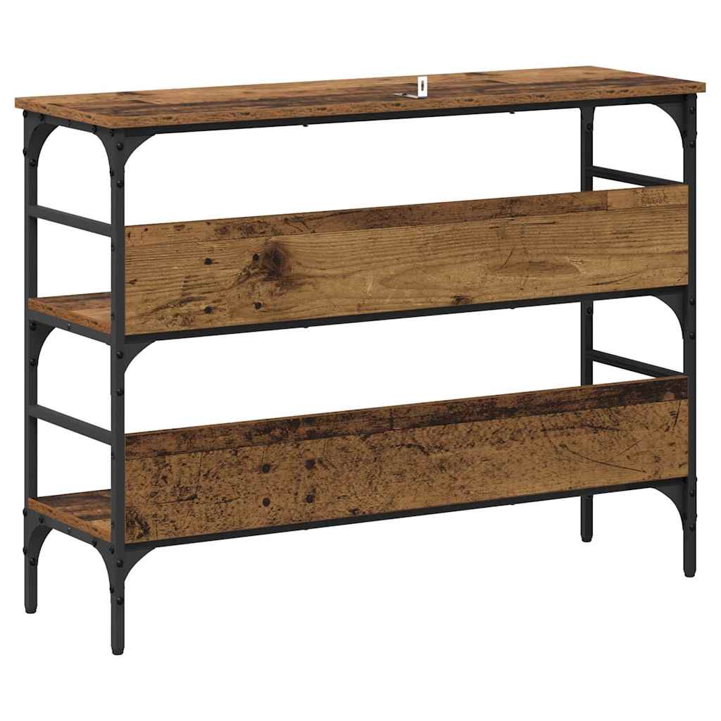 Wandtafel met plank Oudhout 100 x 32 x 75 cm Bewerkt hout is nu te koop bij PeponiXL, paradijselijk wonen!