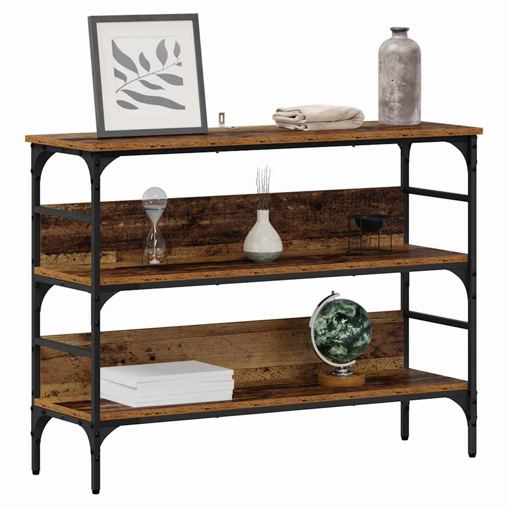 Wandtafel met plank Oudhout 100 x 32 x 75 cm Bewerkt hout is nu te koop bij PeponiXL, paradijselijk wonen!