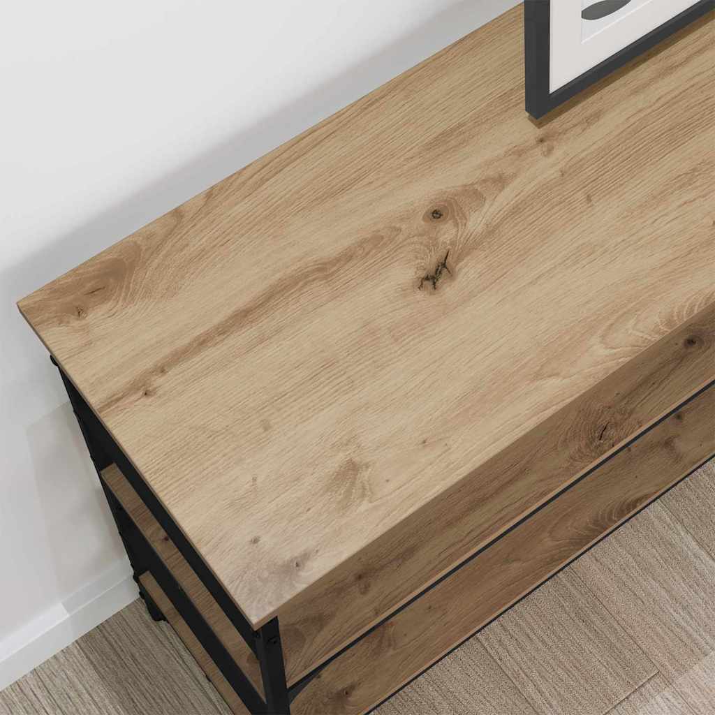 Wandtafel artisanaal eikenkleurig 100 x 32 x 75 cm Bewerkt hout is nu te koop bij PeponiXL, paradijselijk wonen!