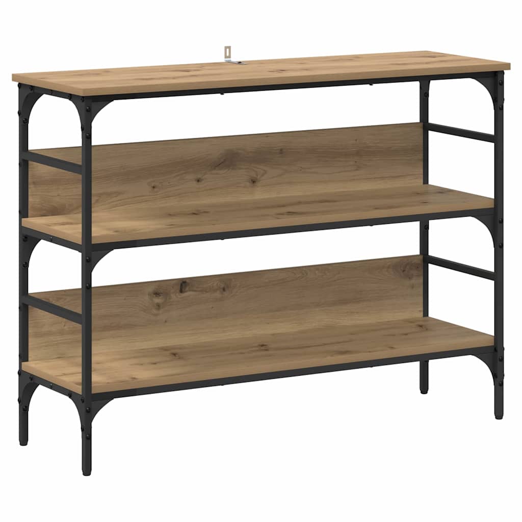 Wandtafel artisanaal eikenkleurig 100 x 32 x 75 cm Bewerkt hout is nu te koop bij PeponiXL, paradijselijk wonen!