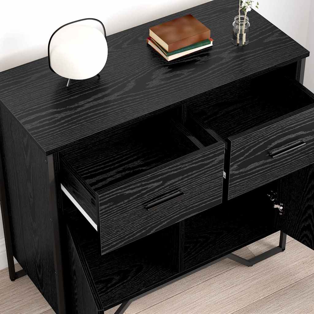 Dressoir met lade Zwart Eiken 79,5 x 35,5 x 74,5 cm is nu te koop bij PeponiXL, paradijselijk wonen!