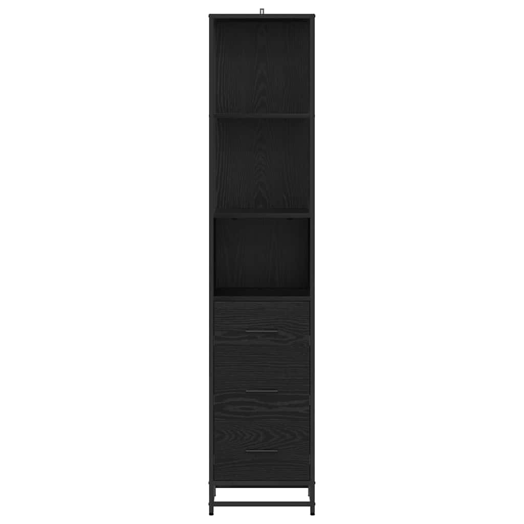 Badkamermeubelset Zwart Eiken 35 x 37,5 x 166 cm Bewerkt hout is nu te koop bij PeponiXL, paradijselijk wonen!