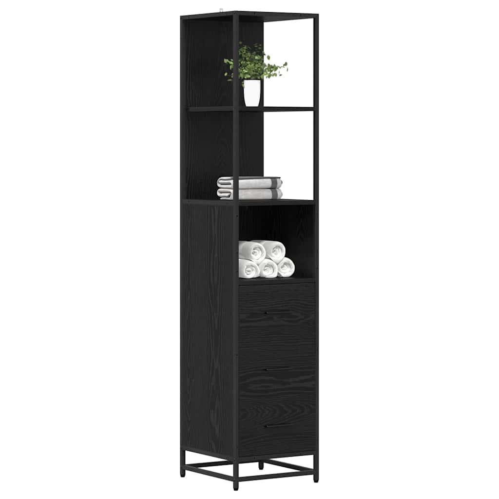Badkamermeubelset Zwart Eiken 35 x 37,5 x 166 cm Bewerkt hout is nu te koop bij PeponiXL, paradijselijk wonen!