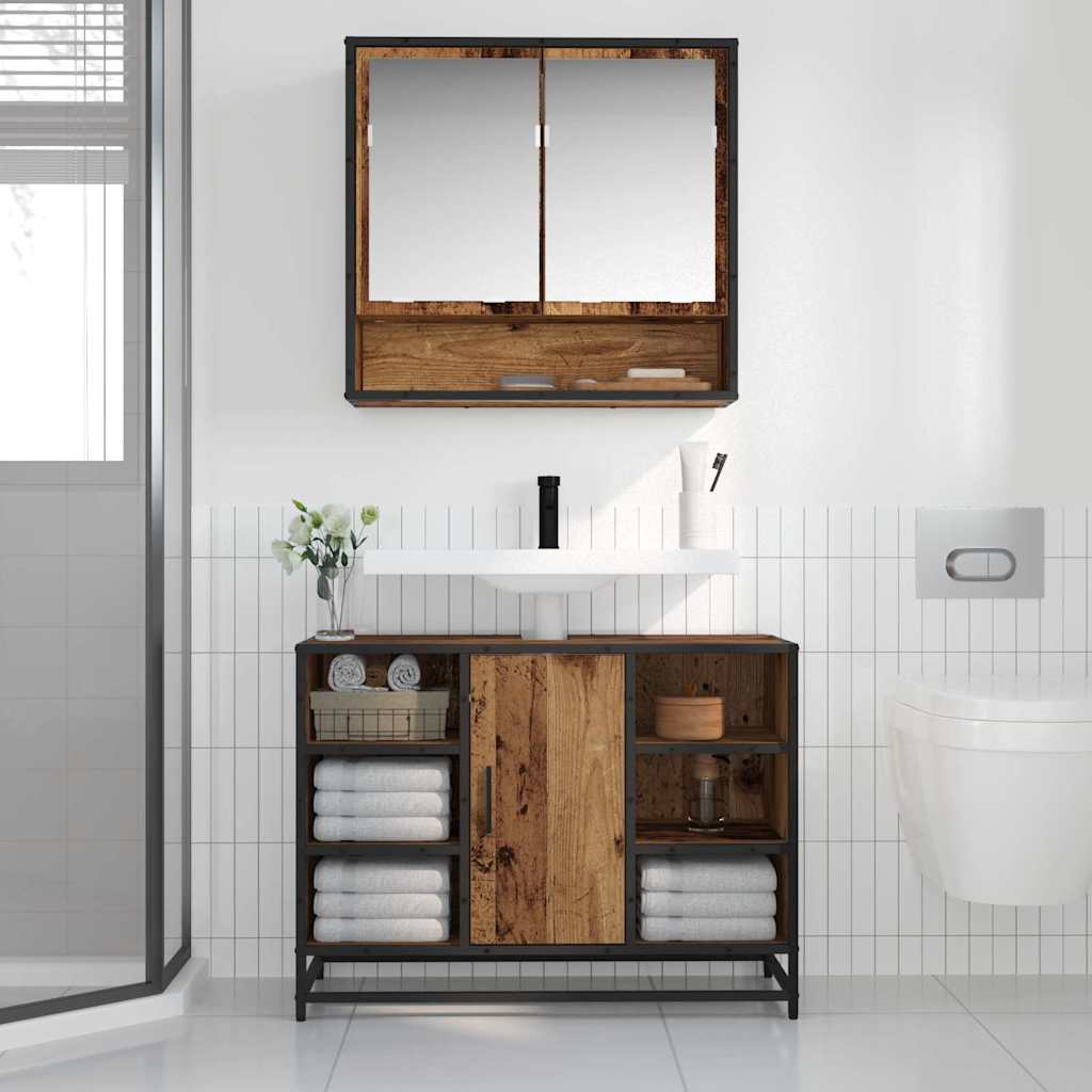 Wandplank met plank Wandgemonteerd Oudhout 65 x 20 x 60 cm is nu te koop bij PeponiXL, paradijselijk wonen!