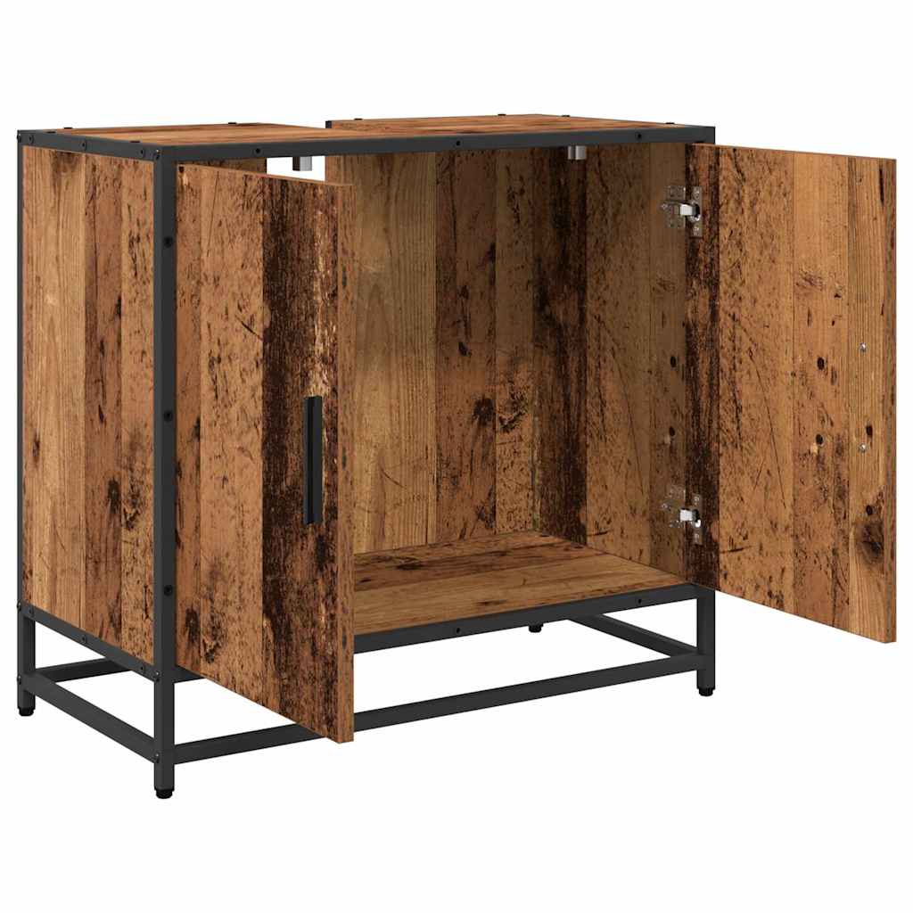 Badkamer wastafelkast Oud Hout 65 x 33 x 60 cm Bewerkt hout is nu te koop bij PeponiXL, paradijselijk wonen!