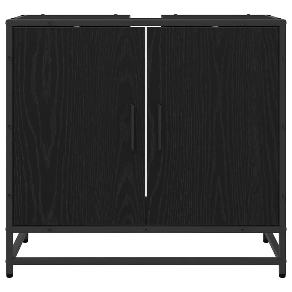 Badkamer wastafelkast Zwart Eiken 65 x 33 x 60 cm Bewerkt hout is nu te koop bij PeponiXL, paradijselijk wonen!