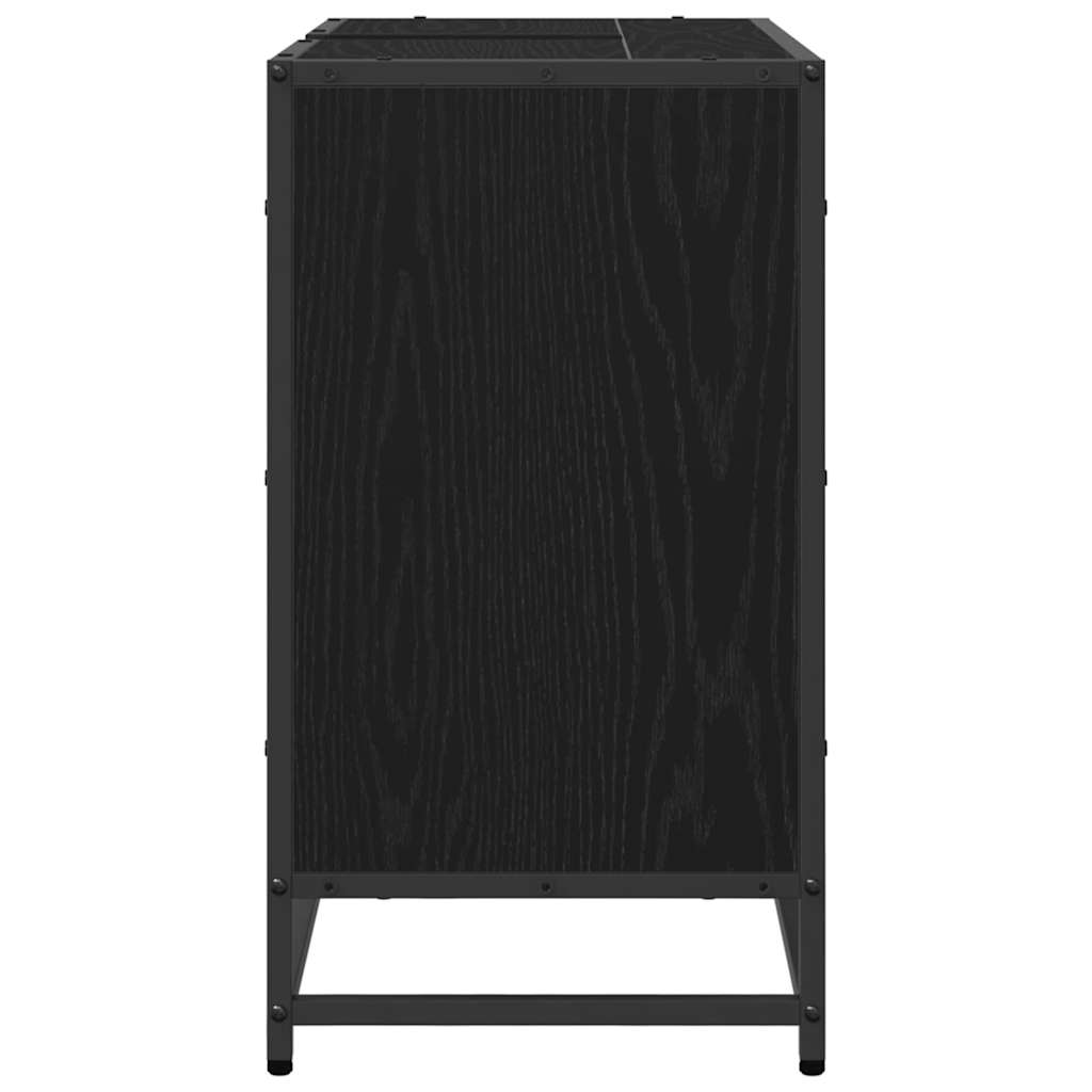 Badkamer wastafelkast Zwart Eiken 65 x 33 x 60 cm Bewerkt hout is nu te koop bij PeponiXL, paradijselijk wonen!