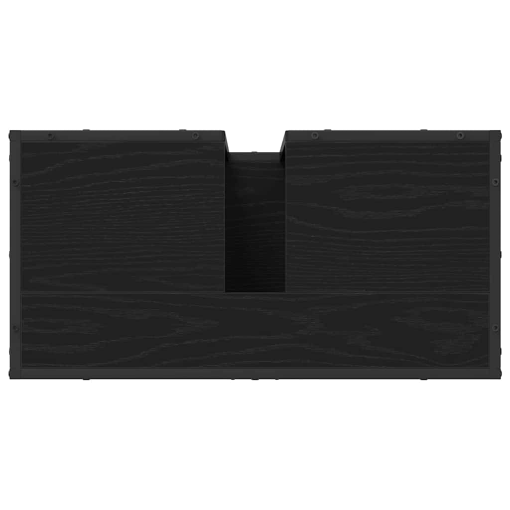 Badkamer wastafelkast Zwart Eiken 65 x 33 x 60 cm Bewerkt hout is nu te koop bij PeponiXL, paradijselijk wonen!