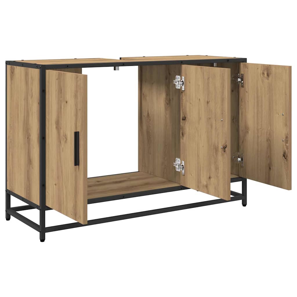 Badkamerkast Artisan Eiken 90 x 33 x 60 cm Bewerkt hout is nu te koop bij PeponiXL, paradijselijk wonen!