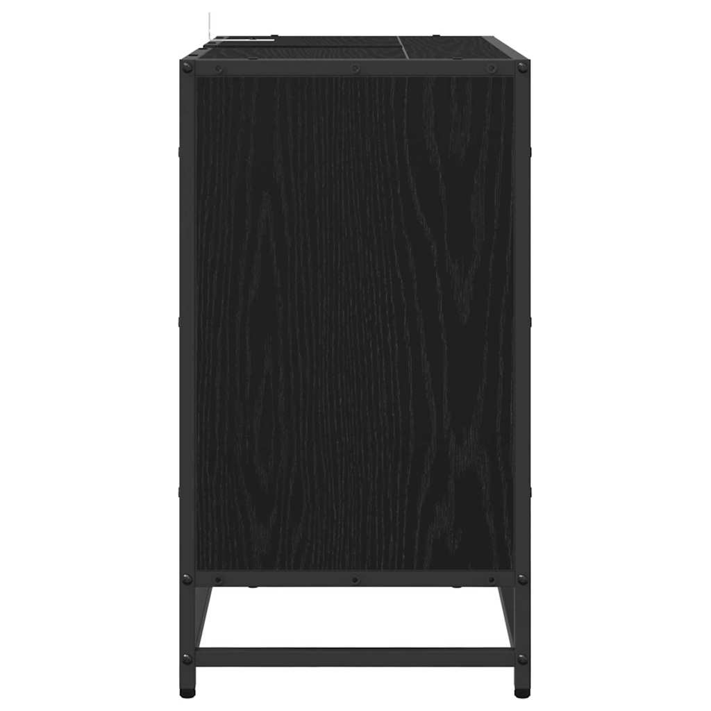 Badkamerkast met lade Zwart Eiken 65 x 33 x 60 cm Bewerkt hout is nu te koop bij PeponiXL, paradijselijk wonen!