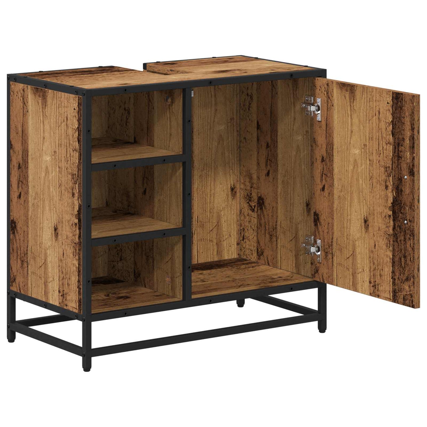 Badkamerkast met plank Oud Hout 65 x 33 x 60 cm Bewerkt hout is nu te koop bij PeponiXL, paradijselijk wonen!
