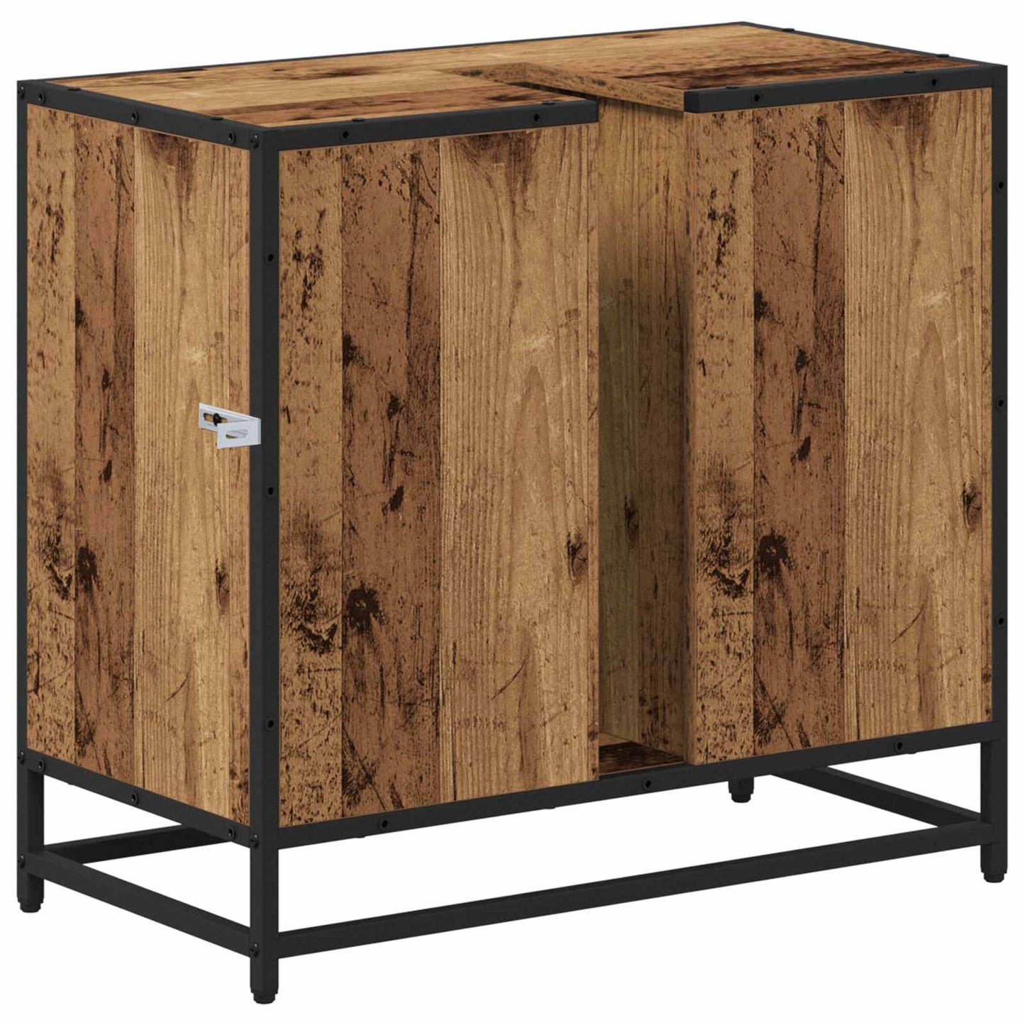 Badkamerkast met plank Oud Hout 65 x 33 x 60 cm Bewerkt hout is nu te koop bij PeponiXL, paradijselijk wonen!