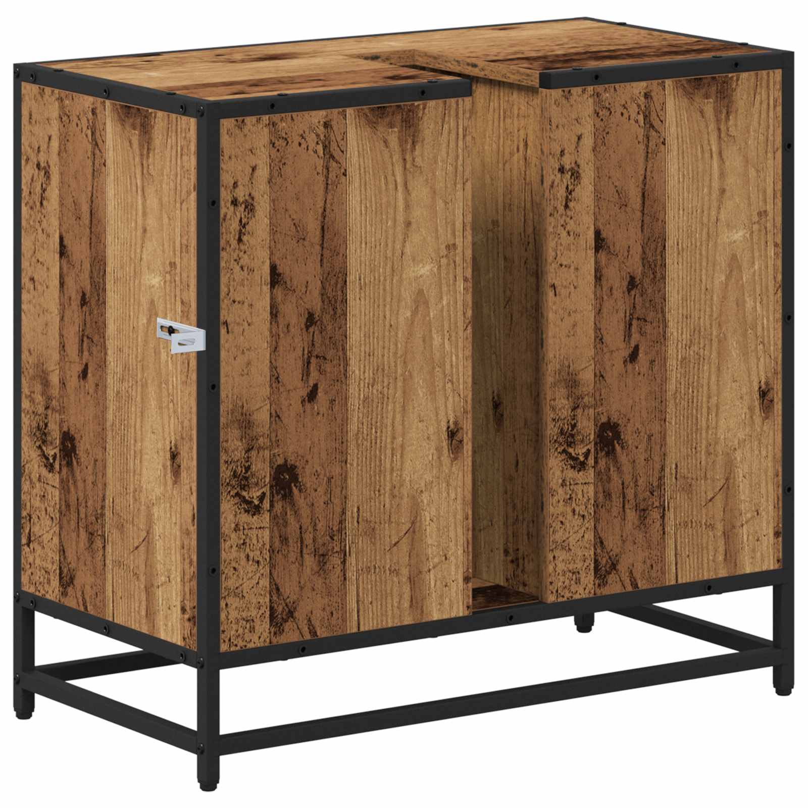Badkamerkast met plank Oud Hout 65 x 33 x 60 cm Bewerkt hout is nu te koop bij PeponiXL, paradijselijk wonen!