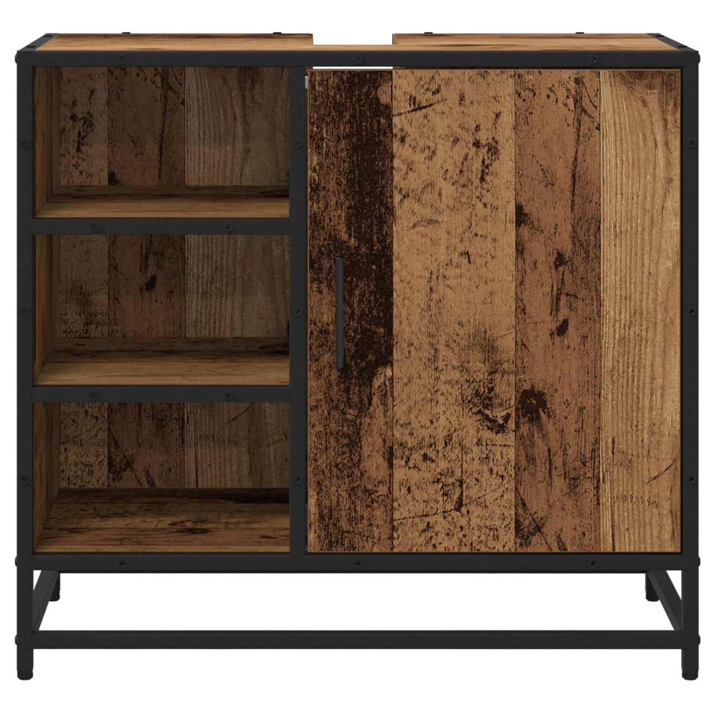 Badkamerkast met plank Oud Hout 65 x 33 x 60 cm Bewerkt hout is nu te koop bij PeponiXL, paradijselijk wonen!