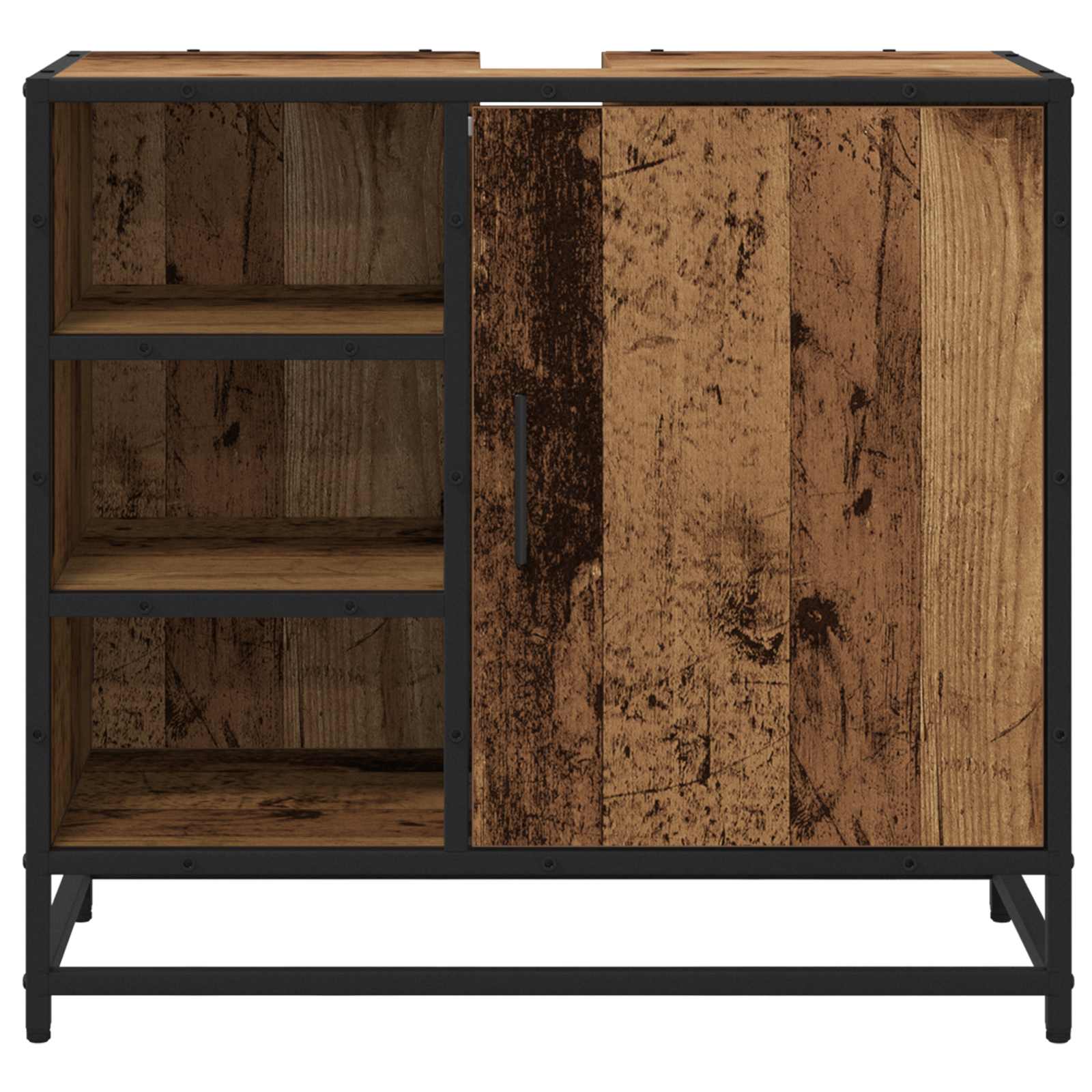 Badkamerkast met plank Oud Hout 65 x 33 x 60 cm Bewerkt hout is nu te koop bij PeponiXL, paradijselijk wonen!