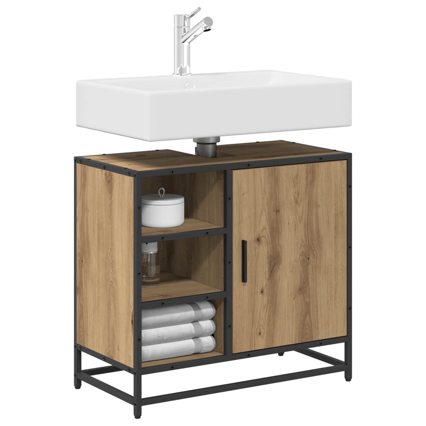 Badkamerkast Artisan Eiken 65 x 33 x 60 cm Bewerkt hout is nu te koop bij PeponiXL, paradijselijk wonen!
