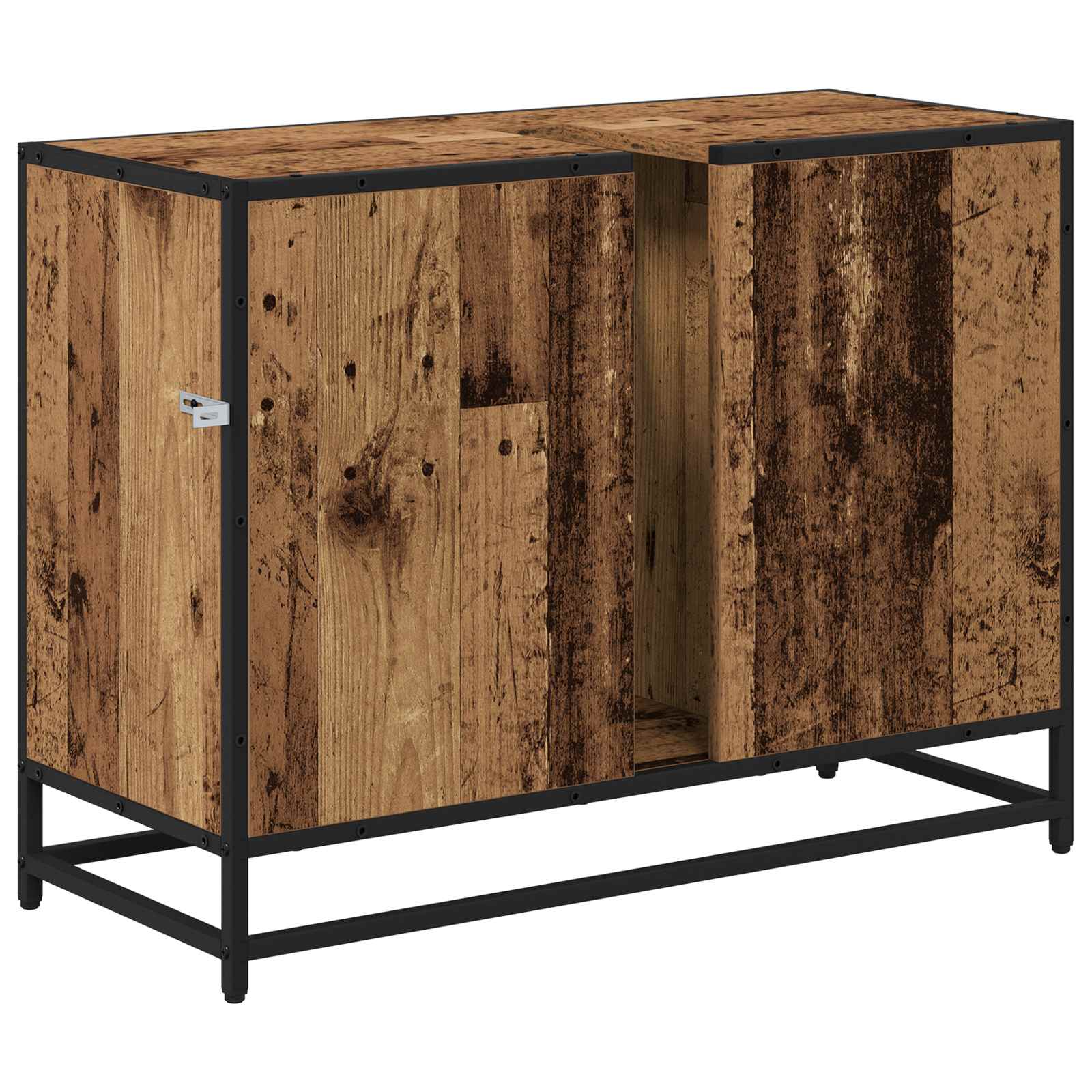 Badkamerkast met plank Oud Hout 80 x 33 x 60 cm Bewerkt hout is nu te koop bij PeponiXL, paradijselijk wonen!