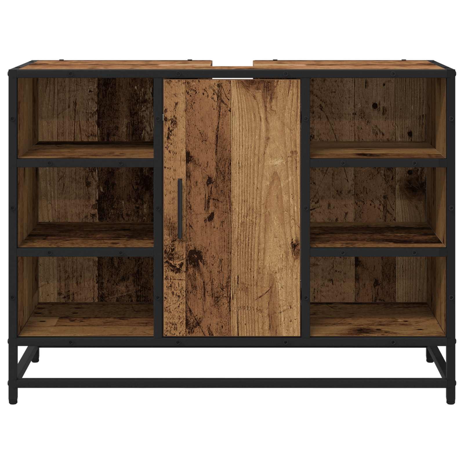 Badkamerkast met plank Oud Hout 80 x 33 x 60 cm Bewerkt hout is nu te koop bij PeponiXL, paradijselijk wonen!
