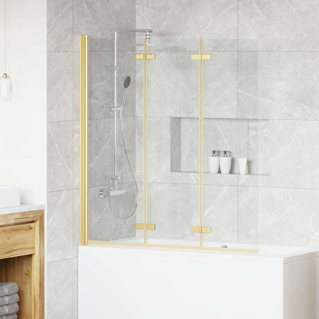 Douche Omhulsel Goud 130 x 138 cm ESG-glas en aluminium is nu te koop bij PeponiXL, paradijselijk wonen!