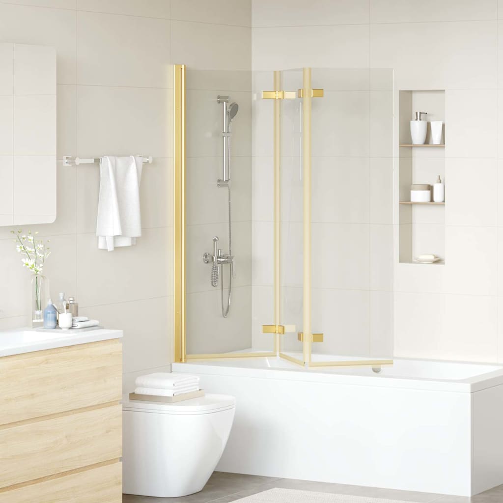 Douche Omhulsel Goud 130 x 138 cm ESG-glas en aluminium is nu te koop bij PeponiXL, paradijselijk wonen!