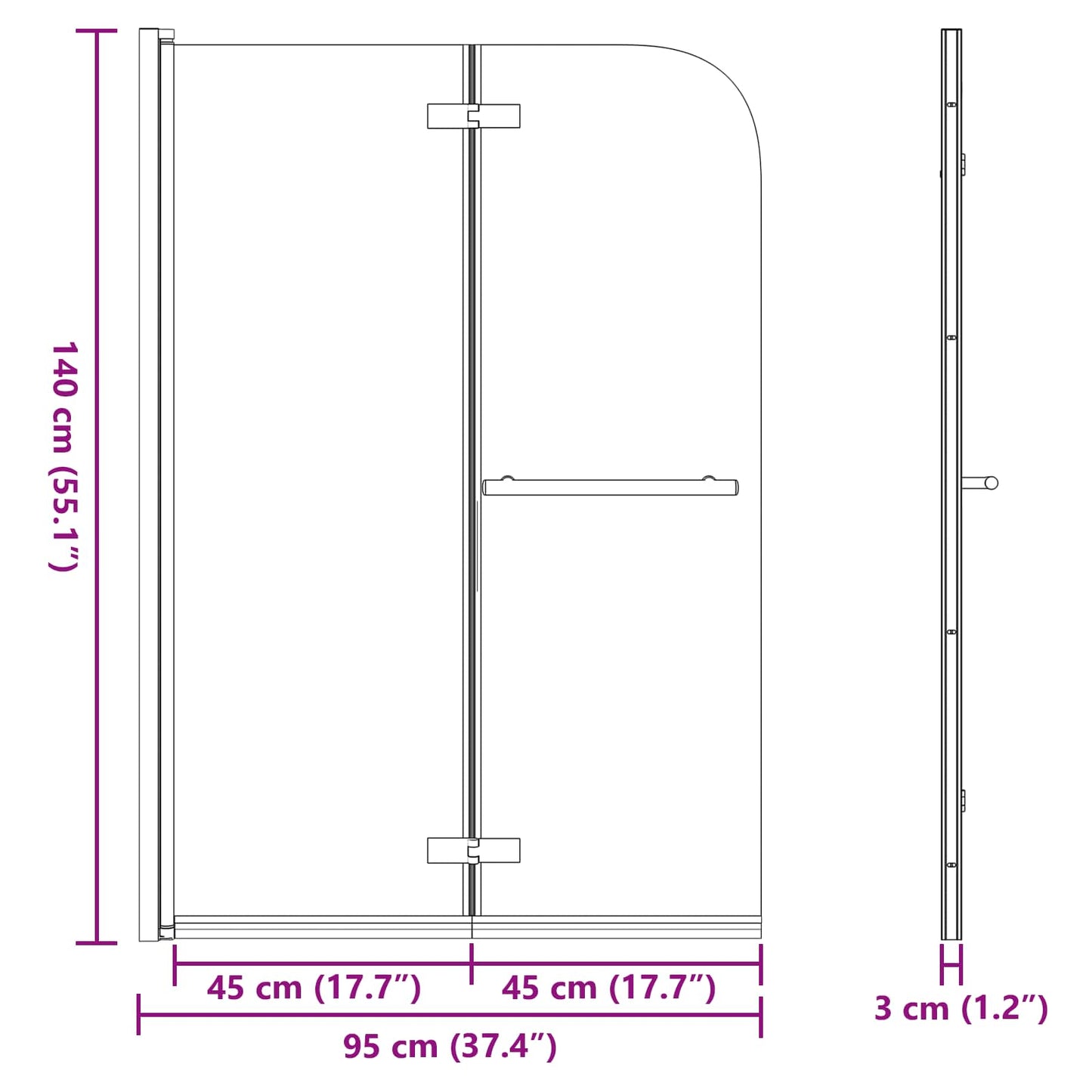 Douche Omhulsel Goud 95 x 140 cm ESG-glas en aluminium is nu te koop bij PeponiXL, paradijselijk wonen!