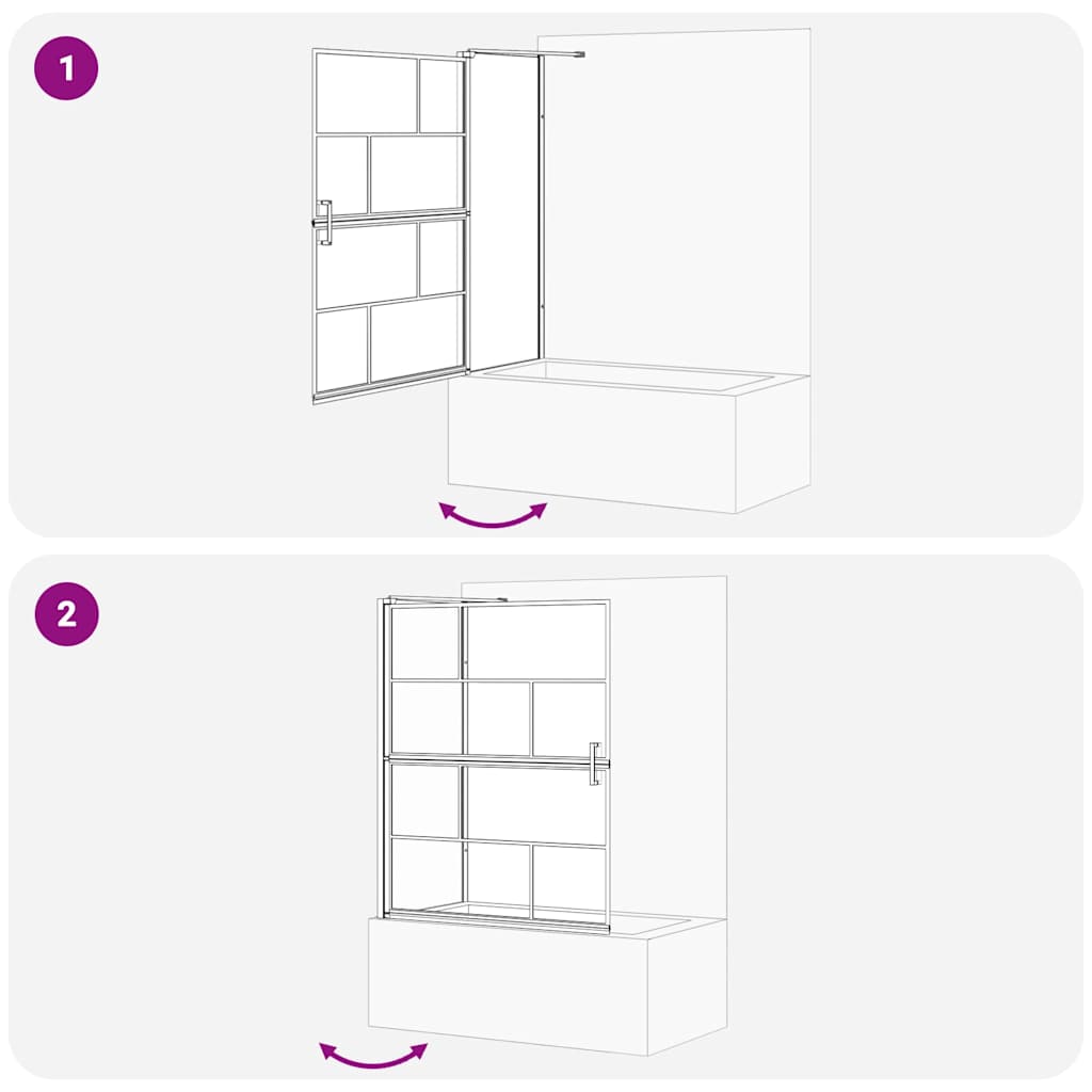 Bad Douchescreen Zwart en transparant 116 x 68 x 128 cm is nu te koop bij PeponiXL, paradijselijk wonen!