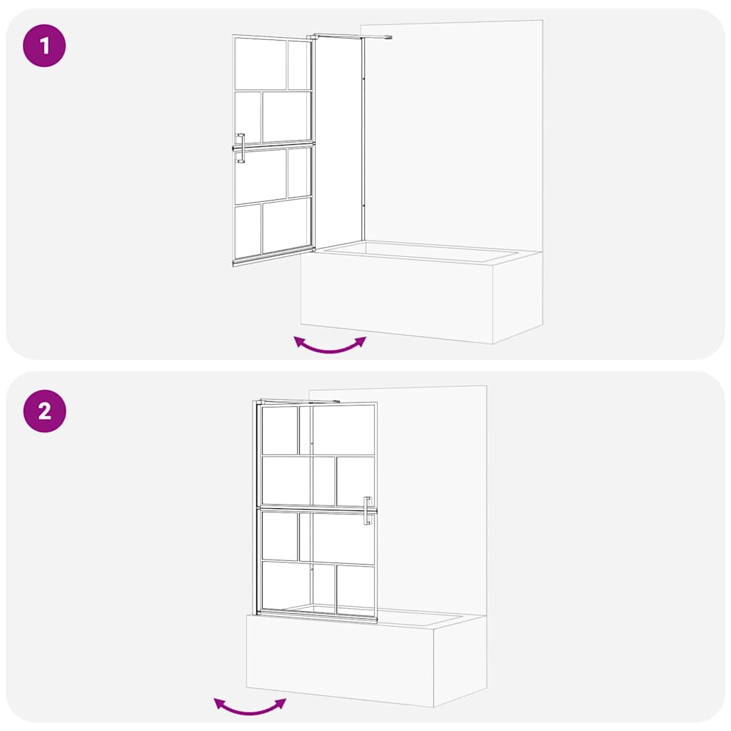 Bad Douchescreen Zwart en transparant 116 x 68 x 128 cm is nu te koop bij PeponiXL, paradijselijk wonen!