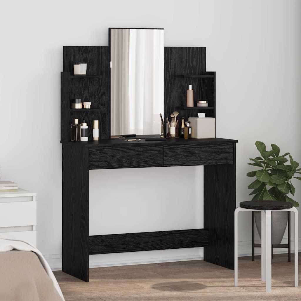 Kleedtafel met Spiegel met lade Zwart Eiken 96 x 39 x 142 cm is nu te koop bij PeponiXL, paradijselijk wonen!