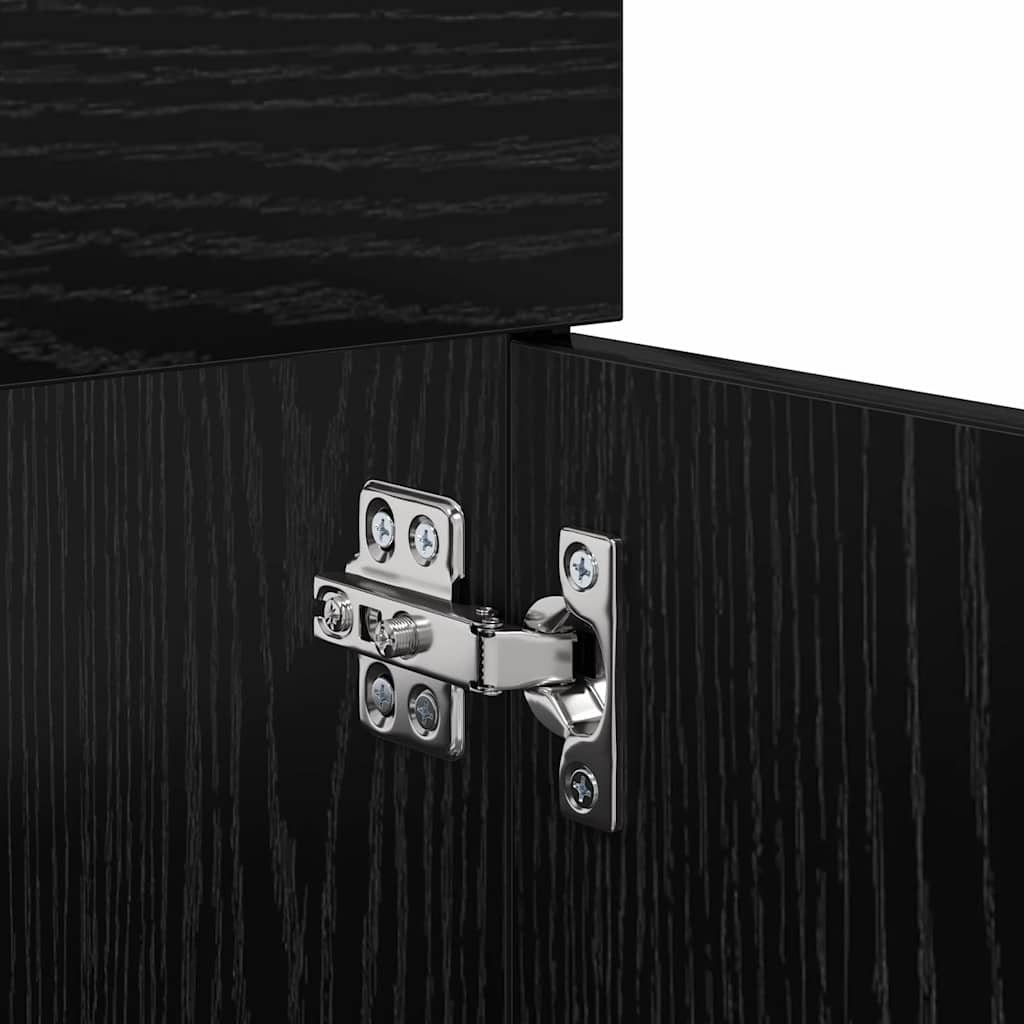 Wastafelkast met opslag met de deur Zwart Eiken Bewerkt hout is nu te koop bij PeponiXL, paradijselijk wonen!