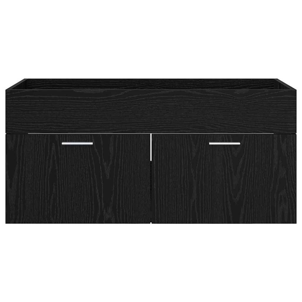 Wastafelkast met opslag met de deur Zwart Eiken Bewerkt hout is nu te koop bij PeponiXL, paradijselijk wonen!