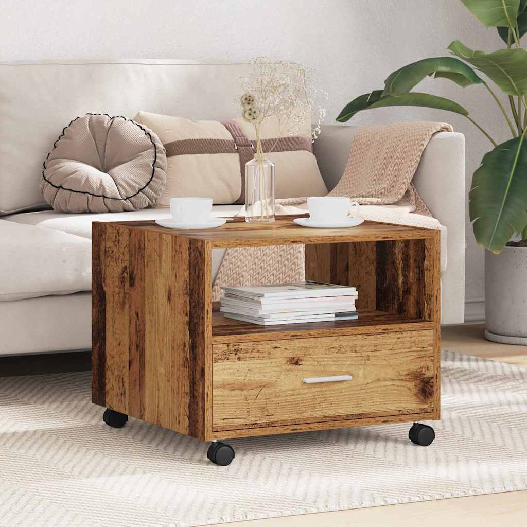 Salontafel met lade Oud Hout 55 x 55 x 45cm Bewerkt hout is nu te koop bij PeponiXL, paradijselijk wonen!