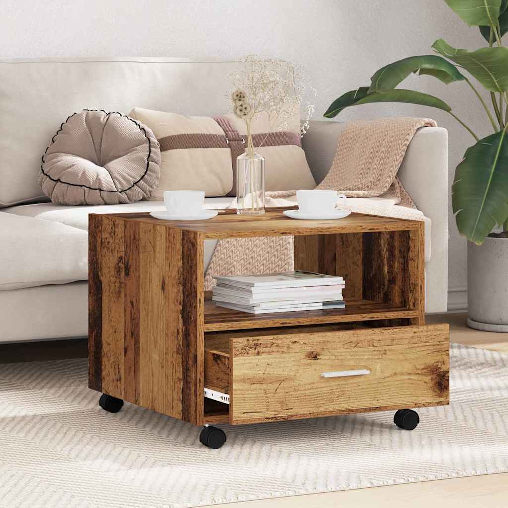 Salontafel met lade Oud Hout 55 x 55 x 45cm Bewerkt hout is nu te koop bij PeponiXL, paradijselijk wonen!