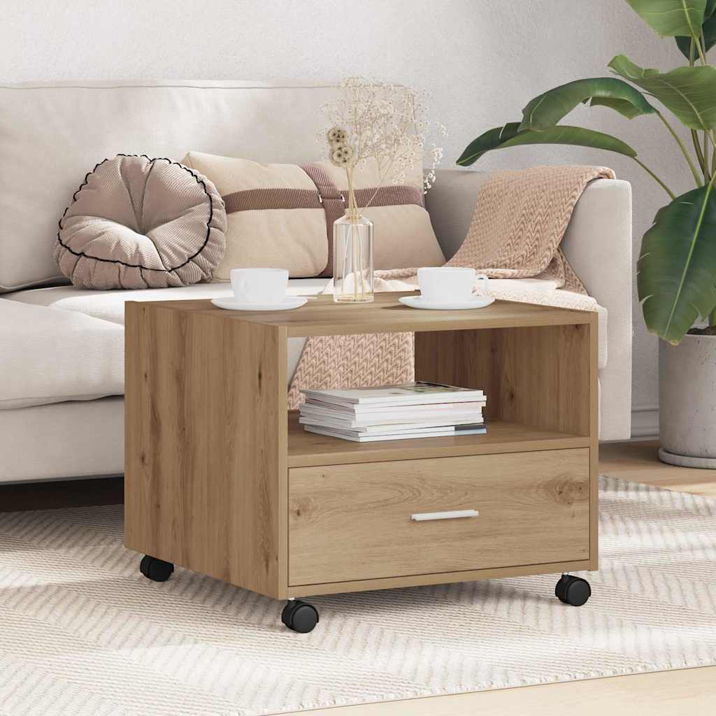 Salontafel met lade Artisan Eiken 55 x 55 x 45cm Bewerkt hout is nu te koop bij PeponiXL, paradijselijk wonen!