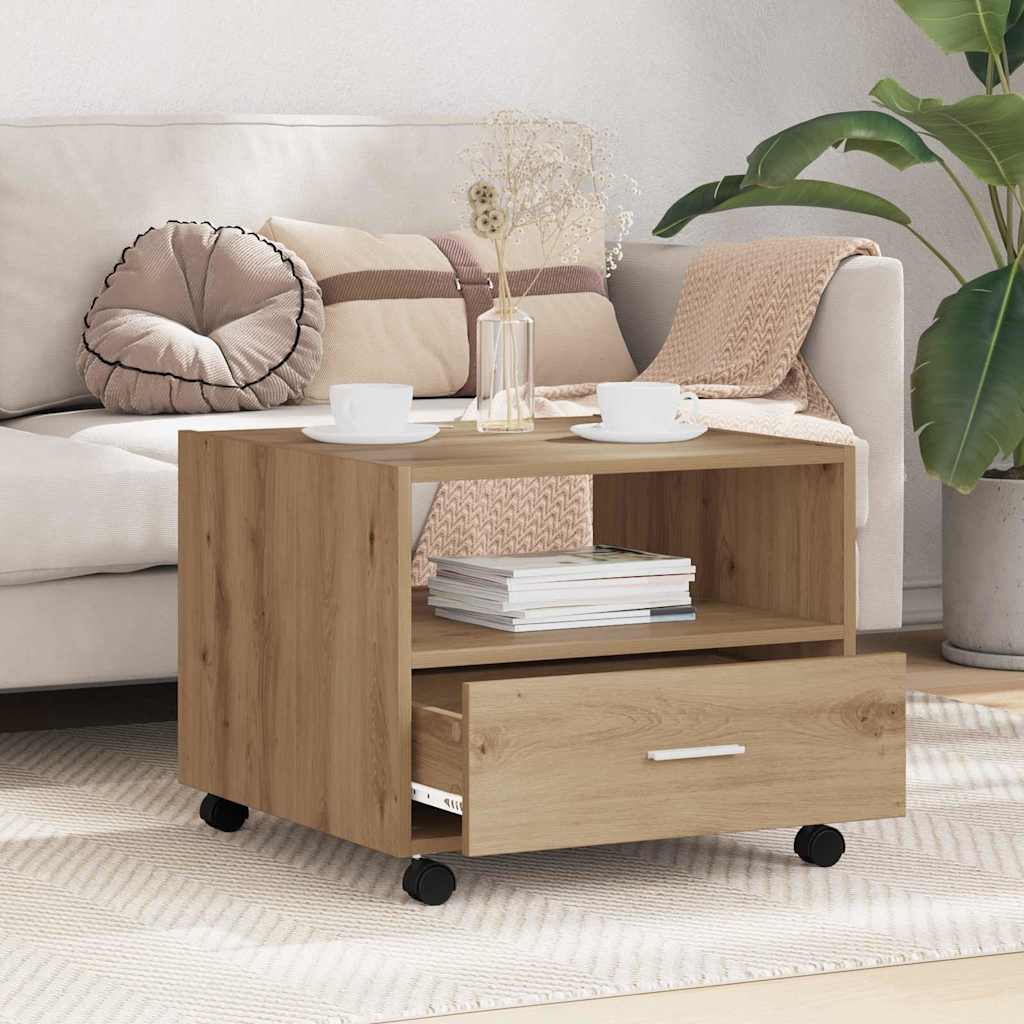Salontafel met lade Artisan Eiken 55 x 55 x 45cm Bewerkt hout is nu te koop bij PeponiXL, paradijselijk wonen!