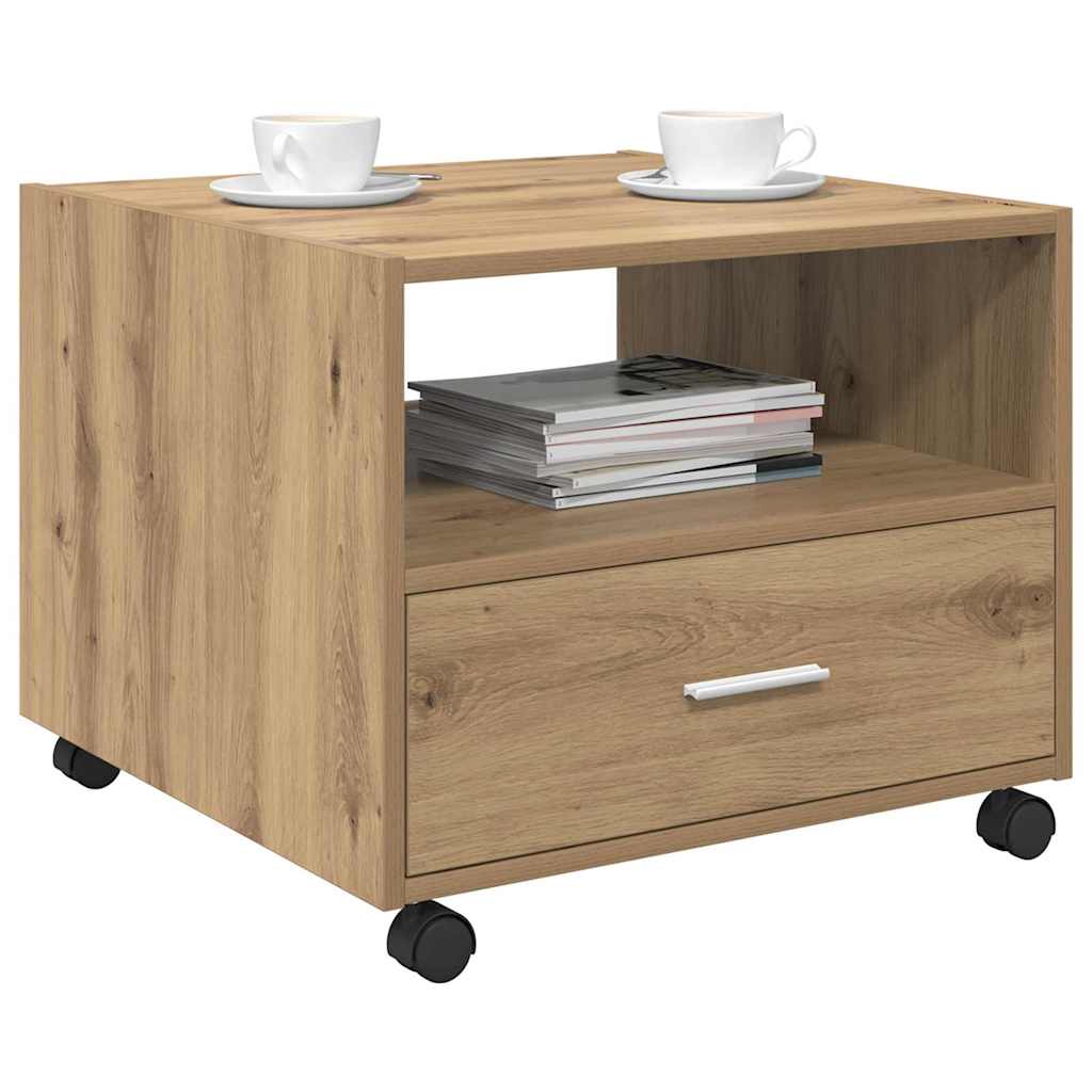 Salontafel met lade Artisan Eiken 55 x 55 x 45cm Bewerkt hout is nu te koop bij PeponiXL, paradijselijk wonen!