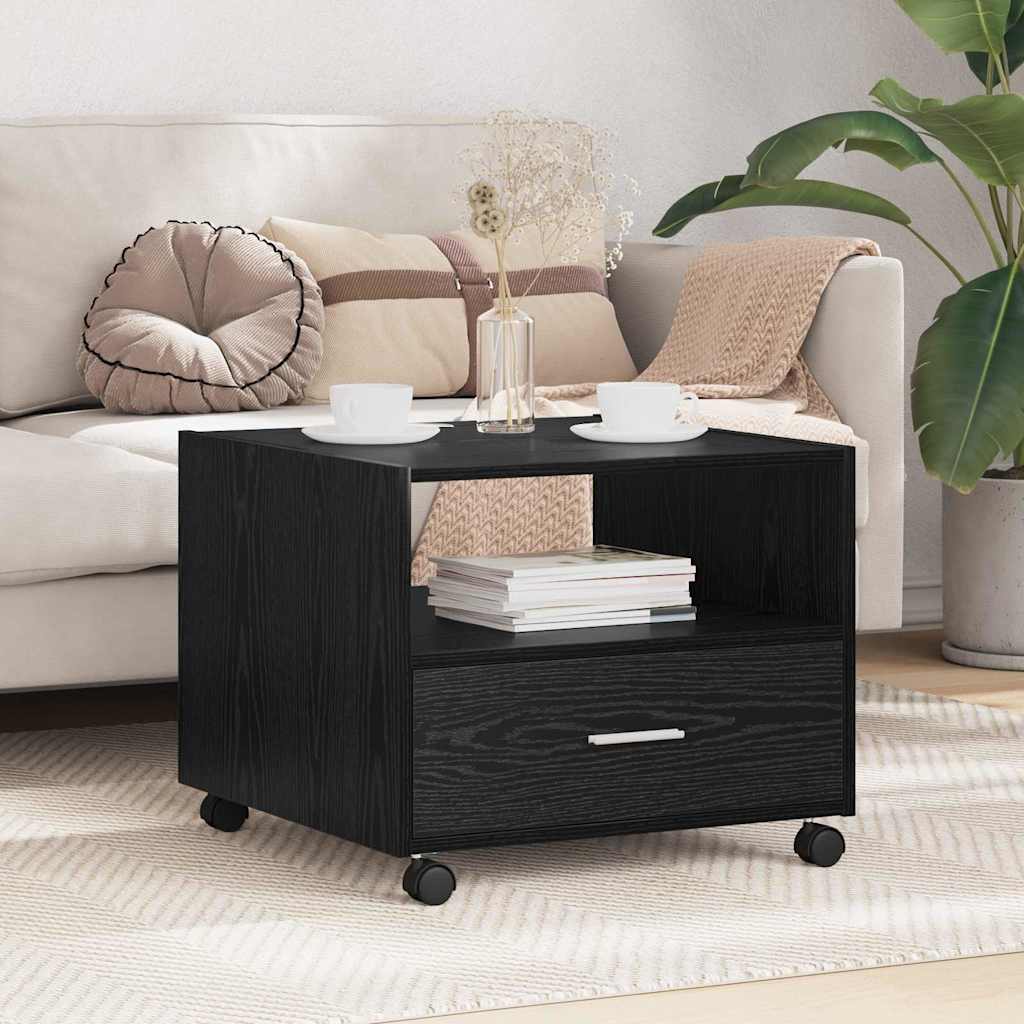 Salontafel met lade Zwart Eiken 55 x 55 x 45cm Bewerkt hout is nu te koop bij PeponiXL, paradijselijk wonen!