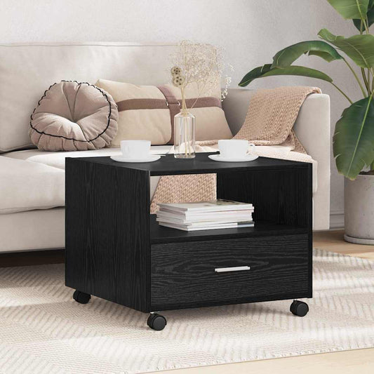 Salontafel met lade Zwart Eiken 55 x 55 x 45cm Bewerkt hout is nu te koop bij PeponiXL, paradijselijk wonen!