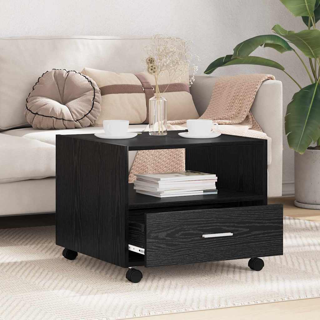 Salontafel met lade Zwart Eiken 55 x 55 x 45cm Bewerkt hout is nu te koop bij PeponiXL, paradijselijk wonen!