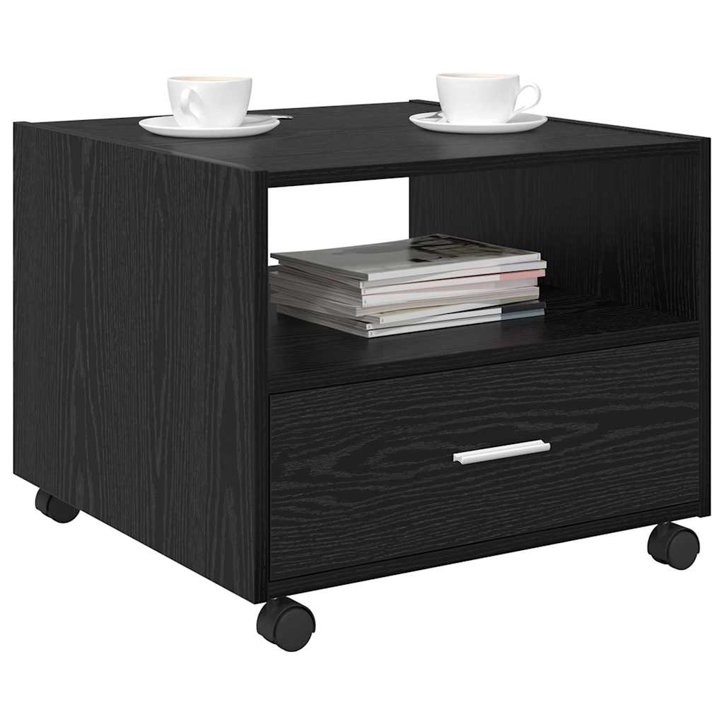 Salontafel met lade Zwart Eiken 55 x 55 x 45cm Bewerkt hout is nu te koop bij PeponiXL, paradijselijk wonen!
