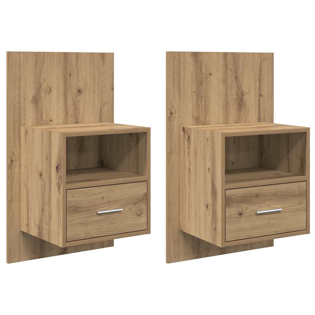 Nachtkastje 2 pcs Artisan Eiken 50 x 32,5 x 80cm Bewerkt hout is nu te koop bij PeponiXL, paradijselijk wonen!