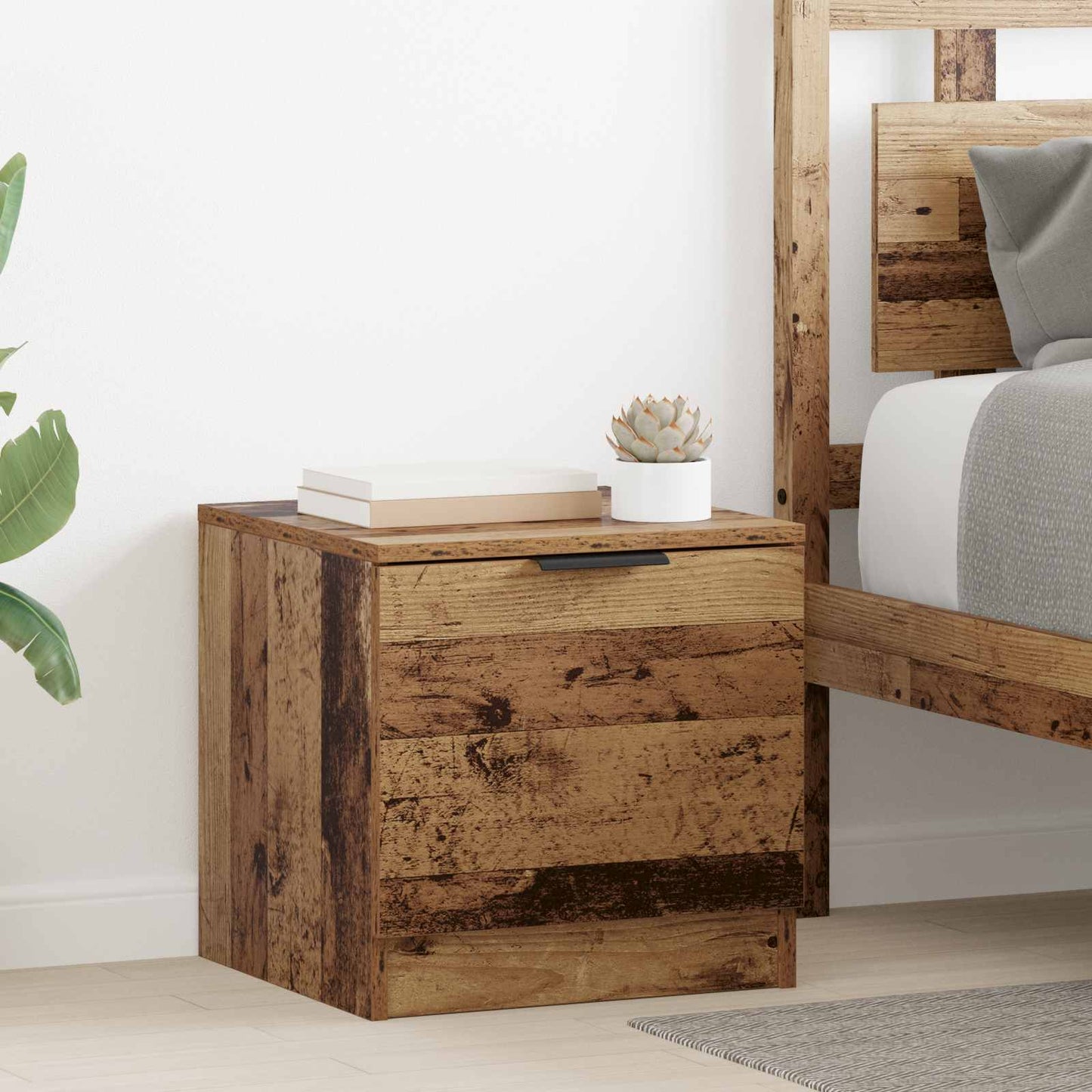 Bed kast met lade 2 pcs Oudhout 40 x 39 x 40cm Bewerkt hout is nu te koop bij PeponiXL, paradijselijk wonen!