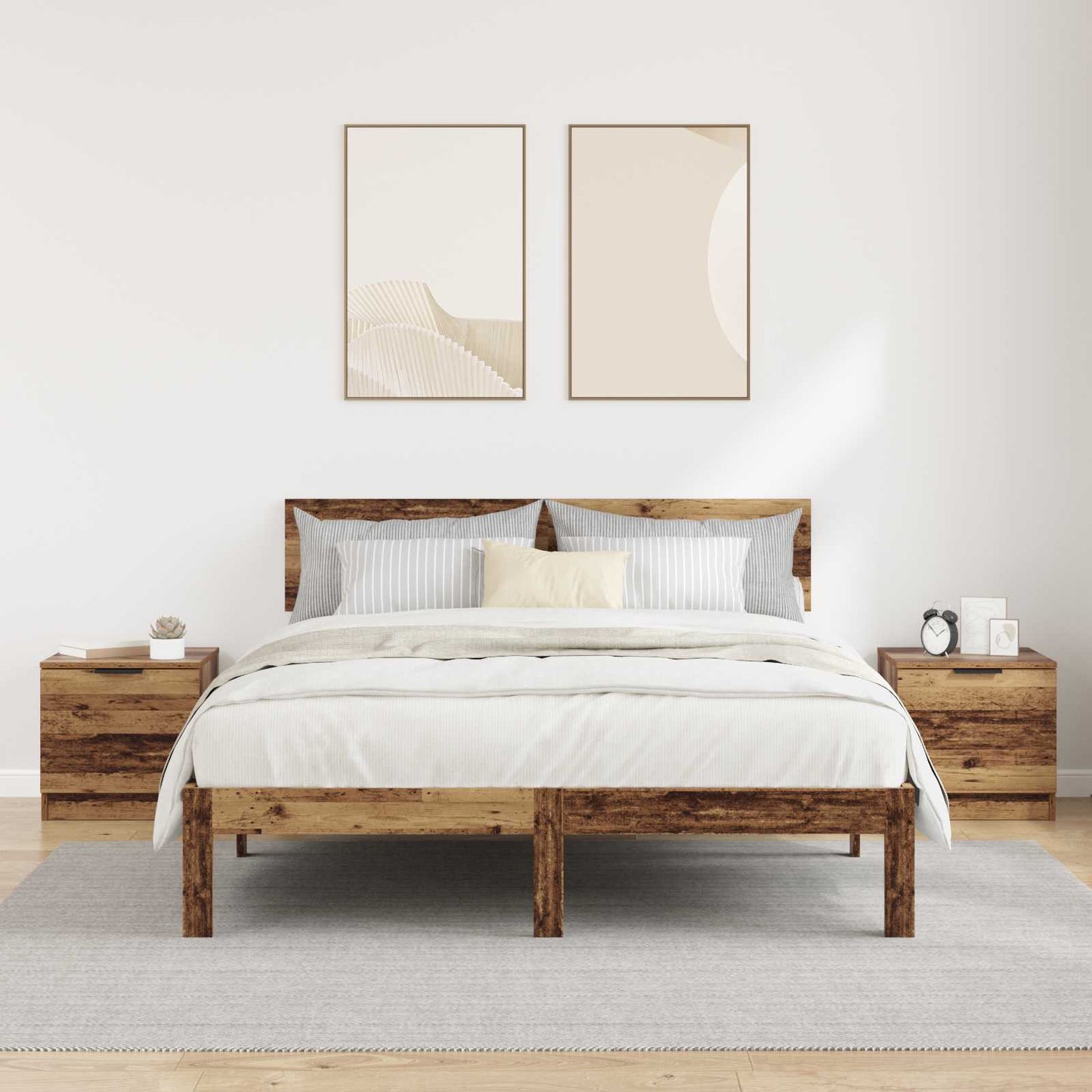 Bed kast met lade 2 pcs Oudhout 40 x 39 x 40cm Bewerkt hout is nu te koop bij PeponiXL, paradijselijk wonen!